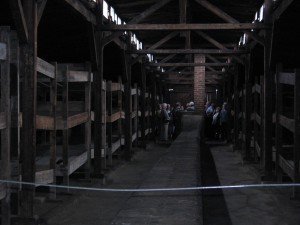 Rows of bunks in Birkenau