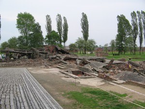 gas chamber ruins in Birkenau