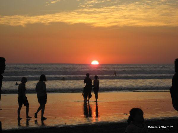 Sunset in Bali over legian beach