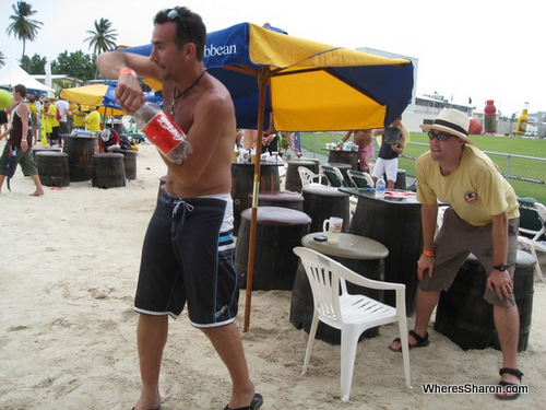 cricket game in the party stand at barbados