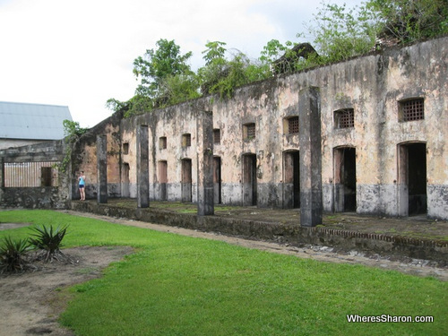 A row of prison cells french guiana