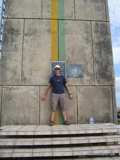 Standing in both hemispheres in macapa brazil