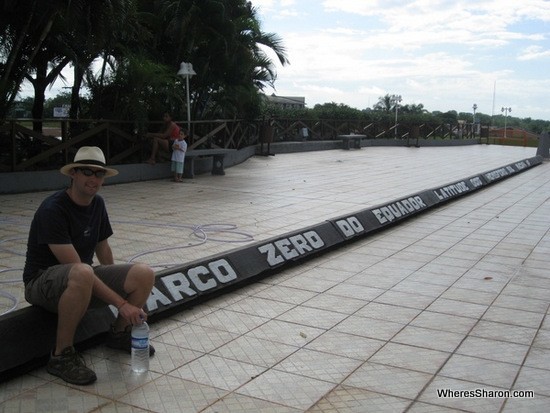 Sitting on the equator line at macapa brazil