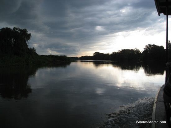 Leaden skies over the Rio do Miranda pantanal wetlands tour brazil