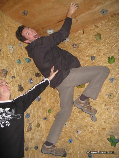 Joshua climbing the wall puerto madryn