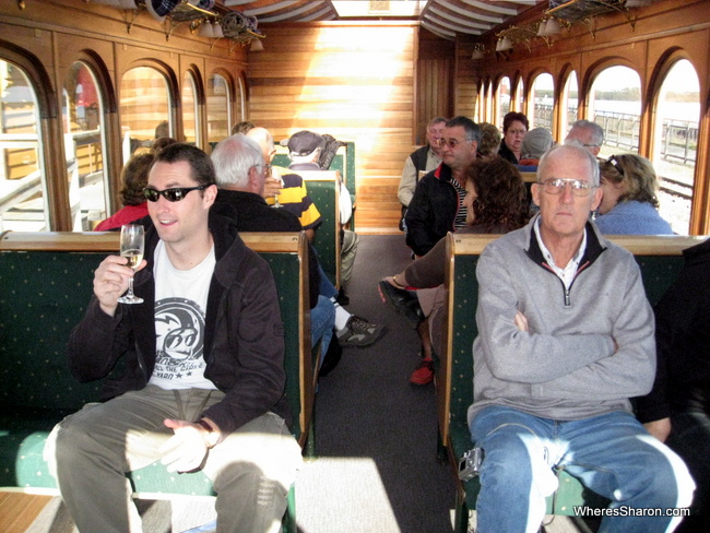 West Coast Wilderness Railway posh seats with wine