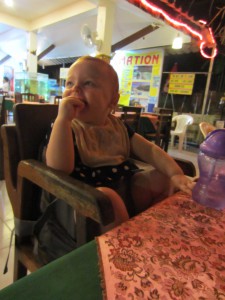 S is entertained by the waiting staff