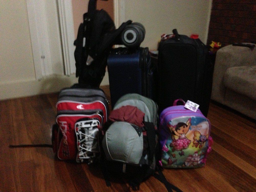 Suitcases and bags for a family trip to asia