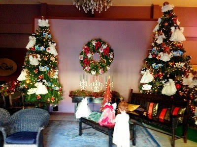Christmas trees in reception at Sampaguita Gardens Resort philippines