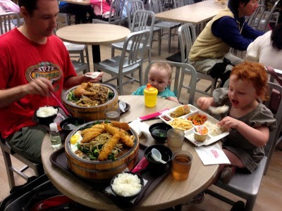 Big lunch at a food court in Danshui, Taipei