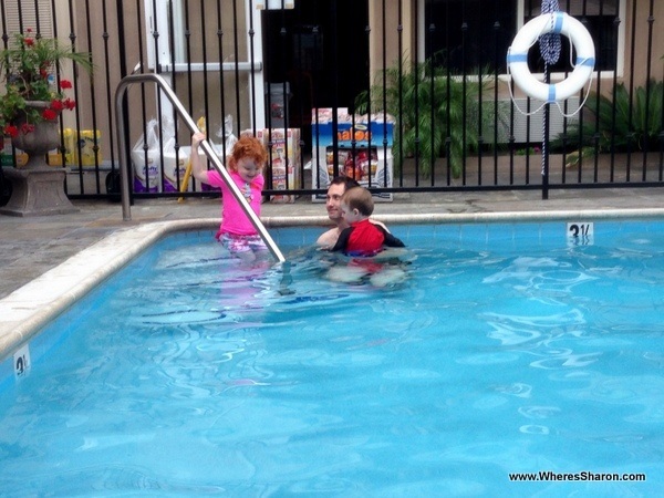 Playing in the pool at the comfort inn cockatoo