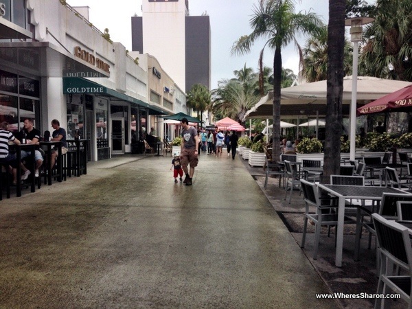 reaturants and trees on Lincoln Road Mall in south beach miami beach