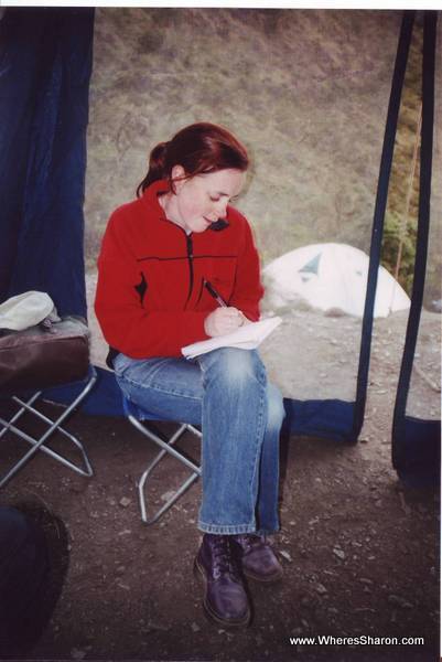 Sitting at camp on the second night on the inca trail peru