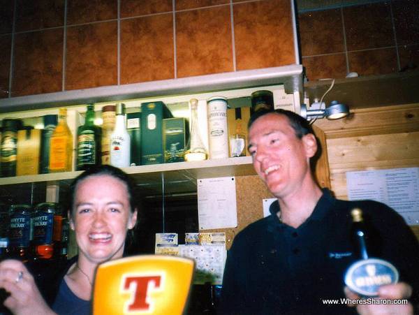 pouring a beer in the pub in carradale