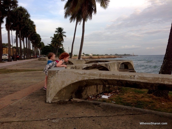 Kids on the malecon right before sunset