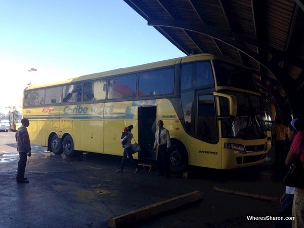 yellow bus at Caribe bus terminal santo domingo