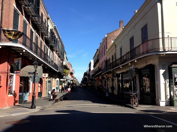 beautiful houses lining narrow street in French Quarter