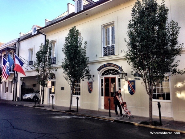 Walking down the street outside the hotel provincial new orleans