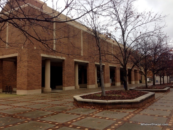 outside brown brick walls of Birmingham Civil Rights Institute