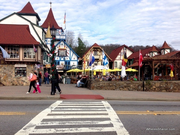 street in Helen GA at christmas