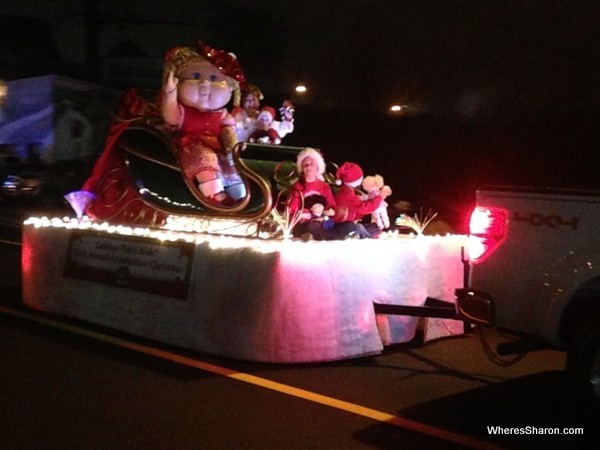 Monster cabbage patch kid at Lighted Christmas Parade Cleveland GA