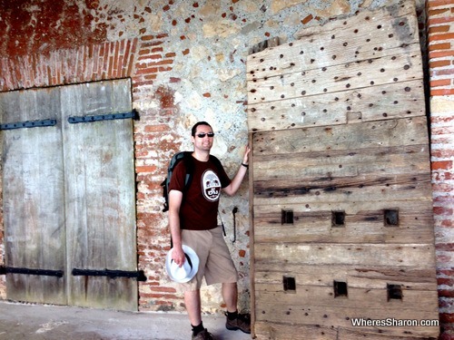 One of the original doors of the Citadel, now on display at the Cannon gallery.