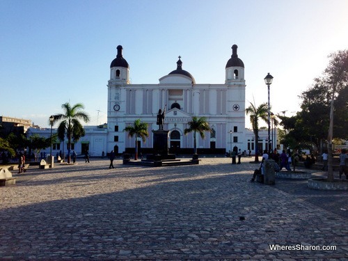 Looking across the Plaza d'Armes at the Cathederal Cap-Haitien Haiti