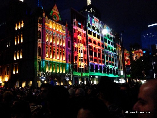 flinders st lit up at white night melbourne