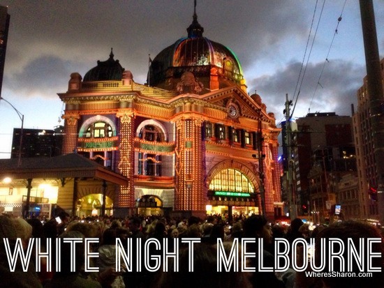 flinders st station lit up at white night melbourne