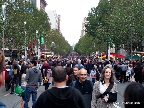 swanston st crowds at white night melbourne