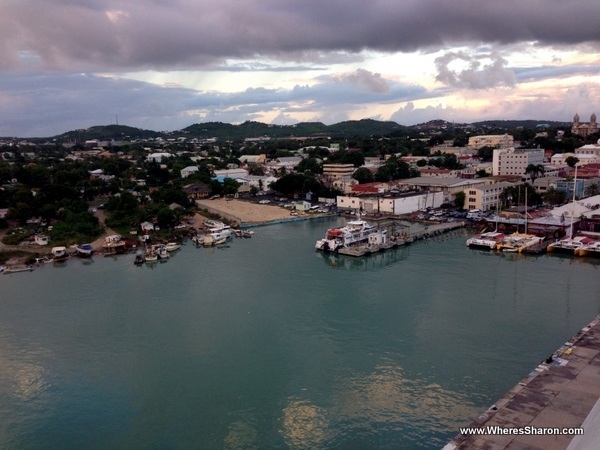 View of St Johns from the cruise ship in antigua