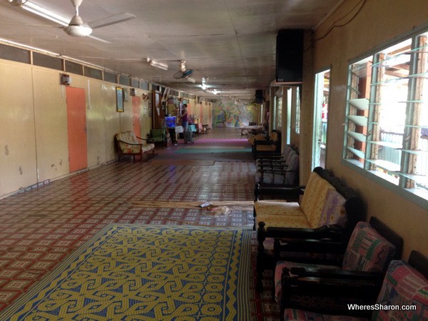 Inside the longhouse in Brunei