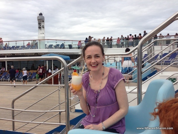 cocktails on deck Carnival Freedom Caribbean cruise