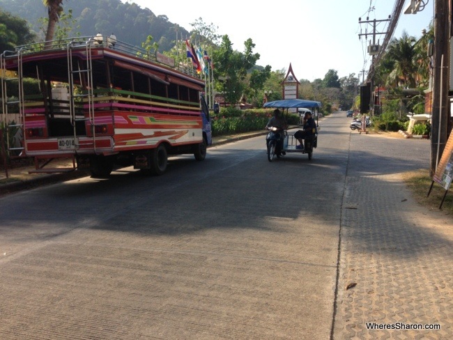 songthaew and motor bike taxis in ao nang