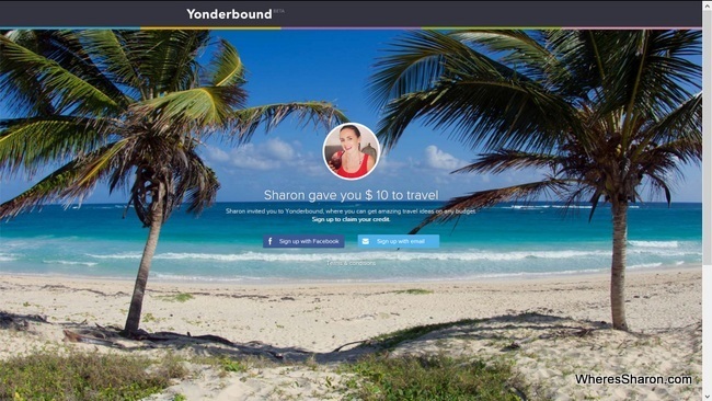 sign up page on Yonderbound