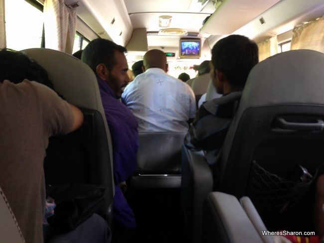 inside the "luxury" bus from Nuwara Eliya