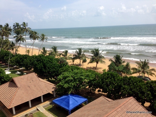 balcony beach view at the sands hotel sri lanka