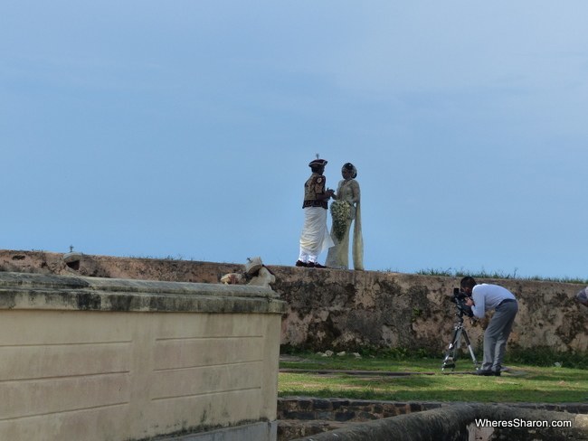 One of many bridal parties posing for photos in the Fort