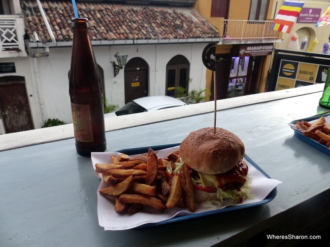 Delicious burger and fries at Rocket Burger Galle