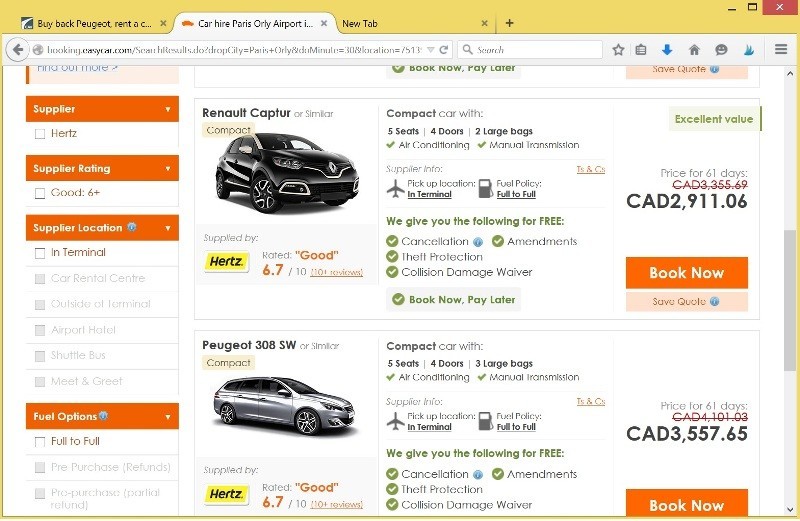 easyCar best results for similar car for two months