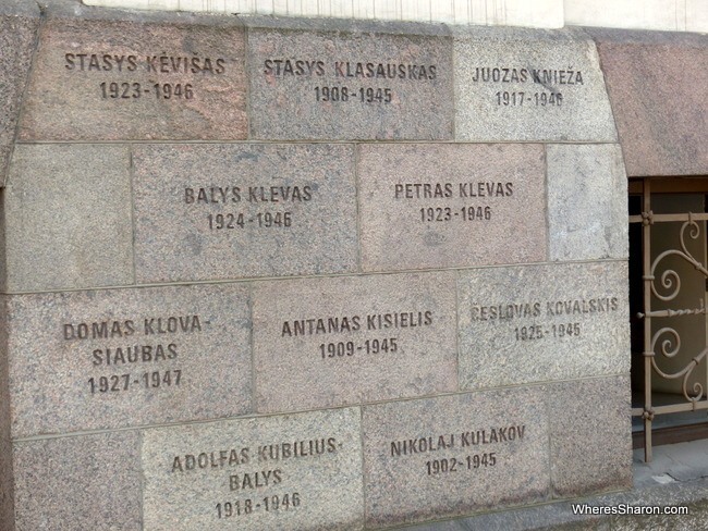 The names of the victims of Soviet oppression, carved into the wall.