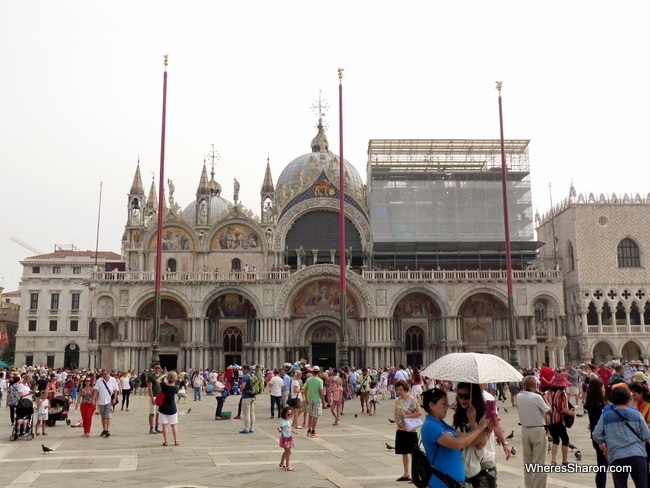 The Bascilica San Marco seen from the piazza.