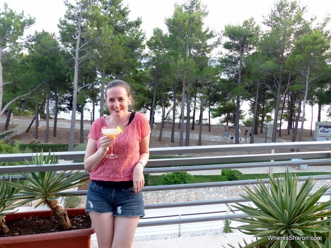 Enjoying a cocktail on the oceanfront terrace