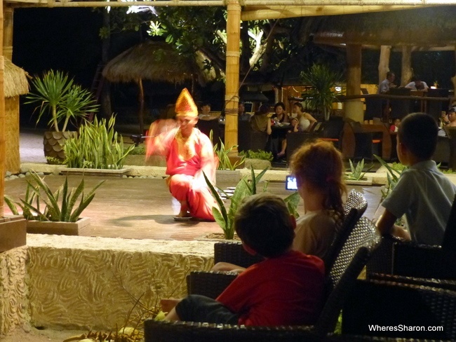 The kids are entranced by a West Sumatran "Plate" Dance at the Novotel's Got Talent dinner show. 