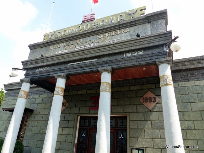 Cigarette columns make sure you know you're at a cigarette factory at the House of Sampoerna.