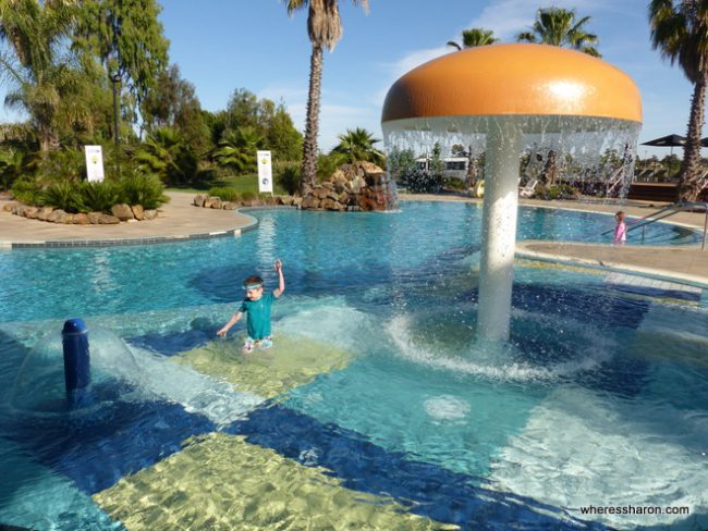 Enjoying Cobram with a swim in the pool of our resort.