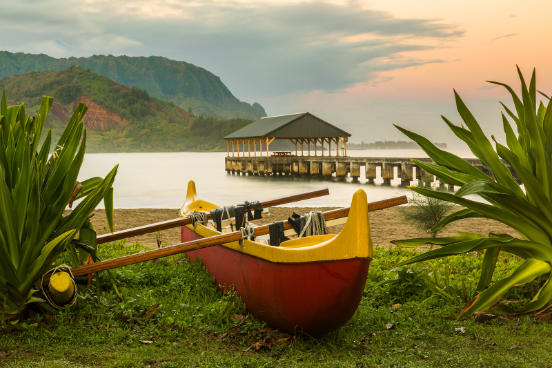 hawaii vacation with kids canoe in Kauai