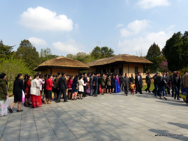 Locals visiting the birthplace of Kim Il Sung