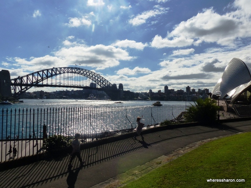 S and Z take in the view from Bennelong Point. 