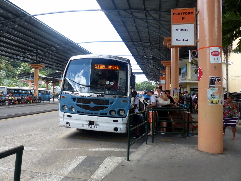 catching bus in seychelles